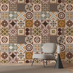 Fototapet Imitatie Faianta - Placi multicolore cu modele miniaturale (Tile 001) - Img 3
