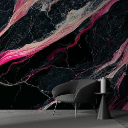 Fototapet Imitatie Marmura Lux Neagra cu Insertii Roz 083 - Img 3