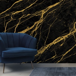 Fototapet Imitatie Marmura Neagra Simpla Cu Insertii Aurii 014 - Img 3