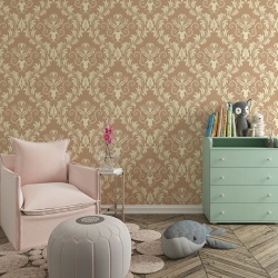 Fototapet Pattern floral ornamental in maro si crem (Arabesque 065) - Img 2