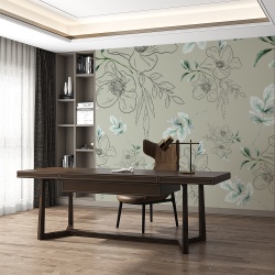 Fototapet - Sketched flowers on grey background (FTD1000329)