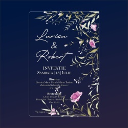 Invitatie plexi transparent 2mm - 10x15cm si plic negru set 20buc - Img 3
