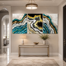 Set 3 Tablouri Canvas - Abstract colorful marble