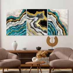 Set 3 Tablouri Canvas - Abstract colorful marble - Img 3