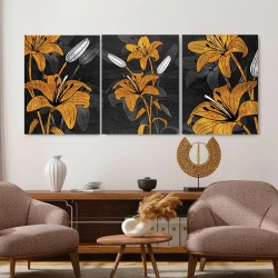 Set 3 Tablouri Canvas - Royal golden lillies - Img 3