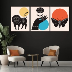 Set 3 Tablouri Canvas - Tribal minimal trio