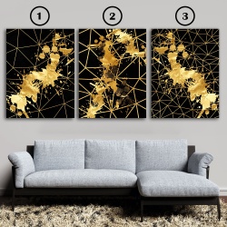 Set 3 Tablouri Elegante - Golden Splash on Black (ZAZ 135, 136, 137) - Img 4
