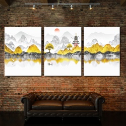 Set Tablouri Canvas - Golden Japanese Landscape - Img 4
