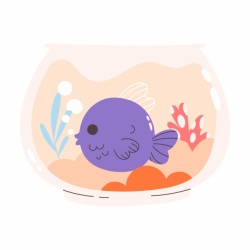Sticker Copii - Cute fish in a bowl - Img 2