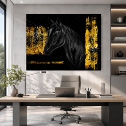 Tablou Black horse and golden patches
