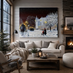 Tablou Canvas Efect Pictura Peisaj De Iarna Seara