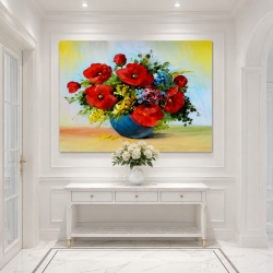 Tablou Canvas Efect Pictura - Vaza Cu Maci