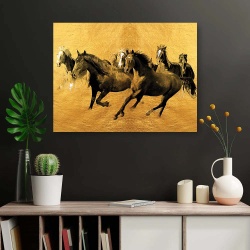 Tablou Canvas - Golden horses - Img 3