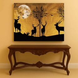 Tablou Canvas - Golden landscape with deers
