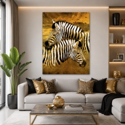 Tablou Canvas - Golden zebras