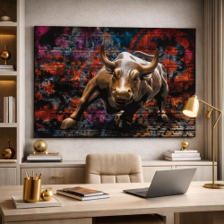 Tablou Canvas Inspirațional - Wall Street Bull (urban art)