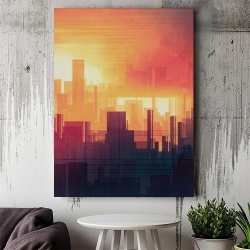 Tablou Canvas Modern Abstract - Abstract city in burning colors - Img 2