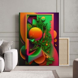 Tablou Canvas Modern Abstract - Orange and green 3D abstract art - Img 3