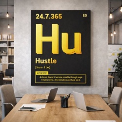 Tablou Canvas Motivational - Hustle (gold)