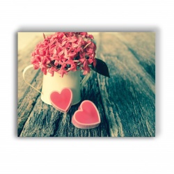 Tablou Canvas Pink Hearts And Flowers - Img 4