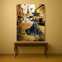Tablou Canvas - Playing violin in Paris - Img 4