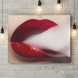 Tablou Canvas White Smoke, Red Lips - Img 2
