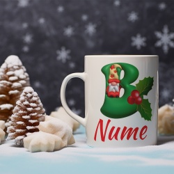 Cana De Craciun - Litere cu gnomi B (nume personalizat)