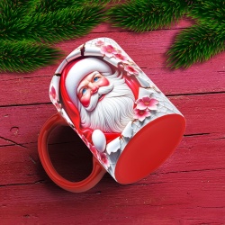 Cana De Craciun - Smiling Realistic Santa with Flowers - Img 3