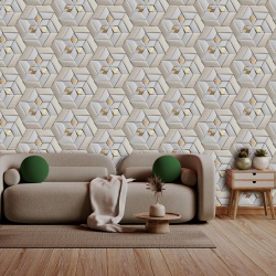 Fototapet 3D - Golden Stars and Hexagones 3D097 - Img 4