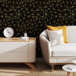 Fototapet Art Deco Fundal Negru cu Pattern Auriu 137