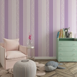 Fototapet Dungi verticale in nuante mov pastel si elemente florale (Stripes 054) - Img 2
