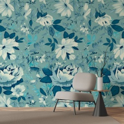 Fototapet Floral - Flori albastre pictate (Floral 064)