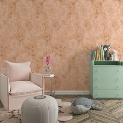 Fototapet Floral - Flori elegante pe fundal portocaliu (Floral 067)