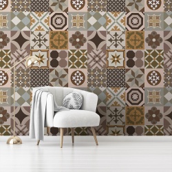 Fototapet Imitatie Faianta - Placi multicolore cu modele miniaturale (Tile 001) - Img 4