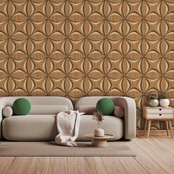 Fototapet Imitatie Lemn - Pattern geometric floral 3D (Wood 053) - Img 3