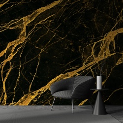 Fototapet Imitatie Marmura Neagra Simpla Cu Insertii Aurii 014 - Img 4