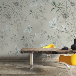 Fototapet - Sketched flowers on grey background (FTD1000329) - Img 2
