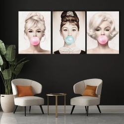 Set 3 Tablouri Canvas - Bubble gum divas - Img 2