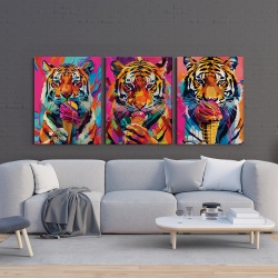 Set 3 Tablouri Canvas - Urban art tigers