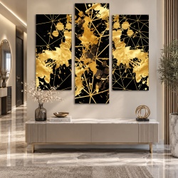 Set 3 Tablouri Elegante - Golden Splash on Black (ZAZ 135, 136, 137)