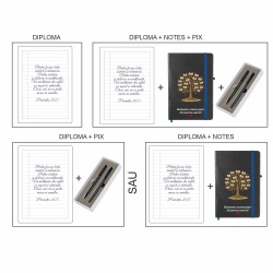 Set cadou diriginte – Diplomă + opțiuni personalizare cu notes A5 negru și set pixuri - Img 5