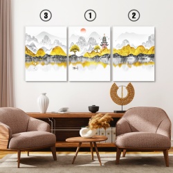 Set Tablouri Canvas - Golden Japanese Landscape - Img 5