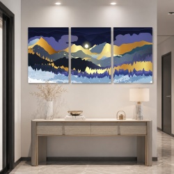 Set Tablouri Canvas - Magical Sunrise Over Golden Mountains