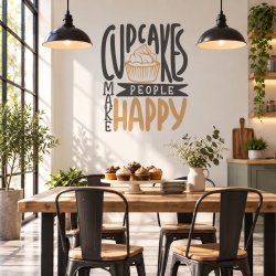 Sticker Bucatarie - Cupcakes make people happy