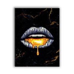 Tablou Canvas Golden Dollar Lips - Img 3