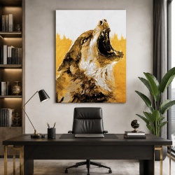 Tablou Canvas - Golden Howling Wolf