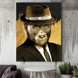 Tablou Canvas - Golden Monkey with Hat - Img 4