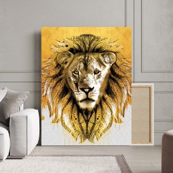 Tablou Canvas - Golden Tribal Lion