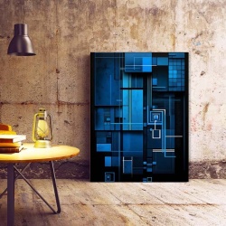 Tablou Canvas Modern Abstract - 3D Dark blue geometry - Img 2