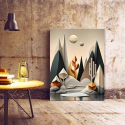Tablou Canvas Modern Abstract - 3D Lanscape with clay trees - Img 2